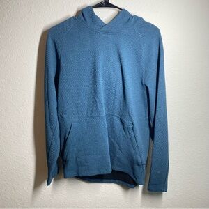 LULULEMON Mens Size M Textured Double Knit Hoodie At Ease Pullover Blue Pockets